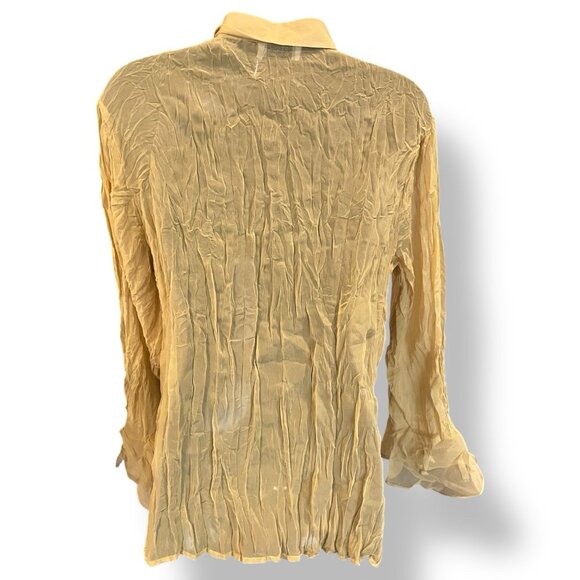 Dress U By Sharon Ruffled Button Top Shirt New Color: Mustard Size: XL - Picture 2 of 9